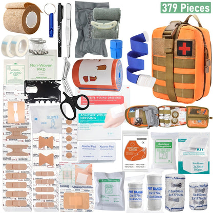 157PCS MOLLE Survival Kit – Outdoor First Aid Emergency Gear for Camping Hiking Adventure Travel Car Home Office School, Complete Survival Tools Set, Best Gift for Men & Women
