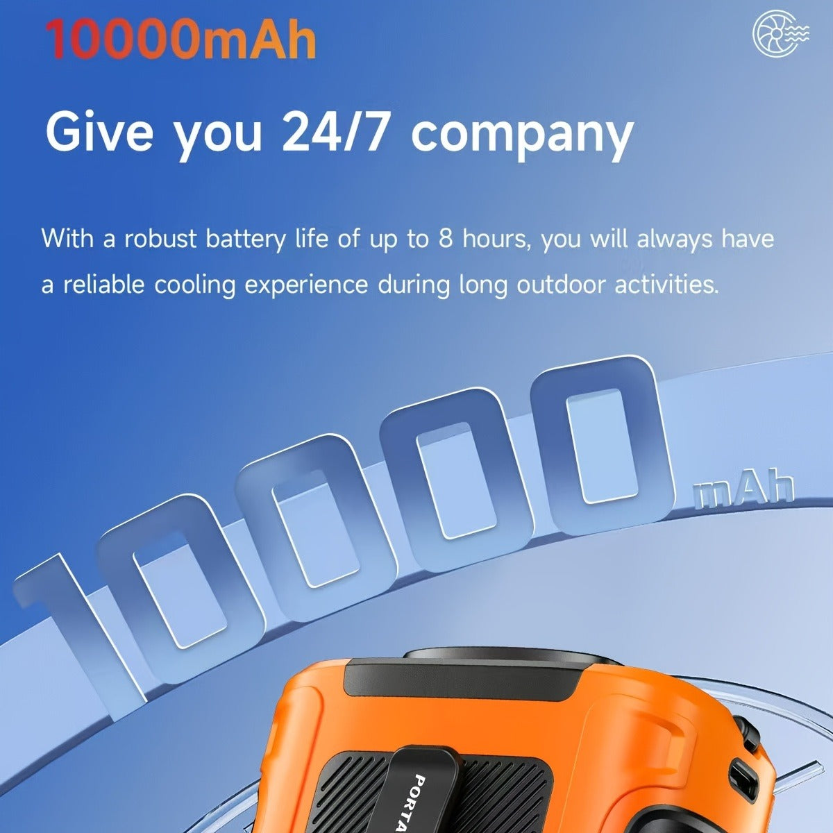 Wearable Neck Fan Rechargeable 10000mAh, 5-in-1 Portable USB Fan 22000RPM Brushless Motor, 5 Wind Speeds, LED Power Indicator, Built-in Flashlight, Hands-Free for Camping Hiking Fishing Outdoor Indoor