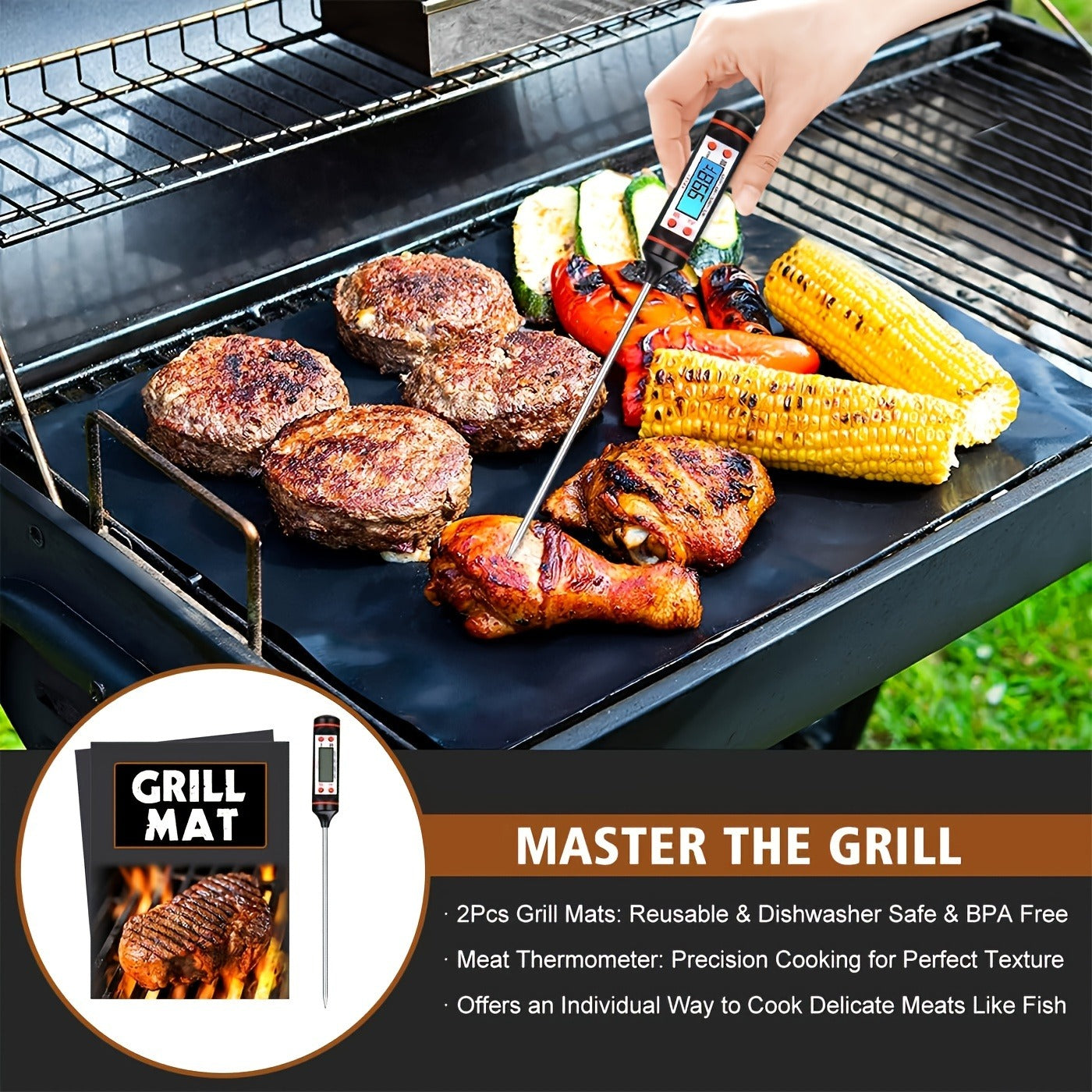 BBQ Grill Tools Set 36 Piece Stainless Steel Grilling Kit with Aluminum Case Heavy Duty Grill Accessories for Backyard BBQ Outdoor Camping Grilling Gifts for Men Dad Birthday Gift