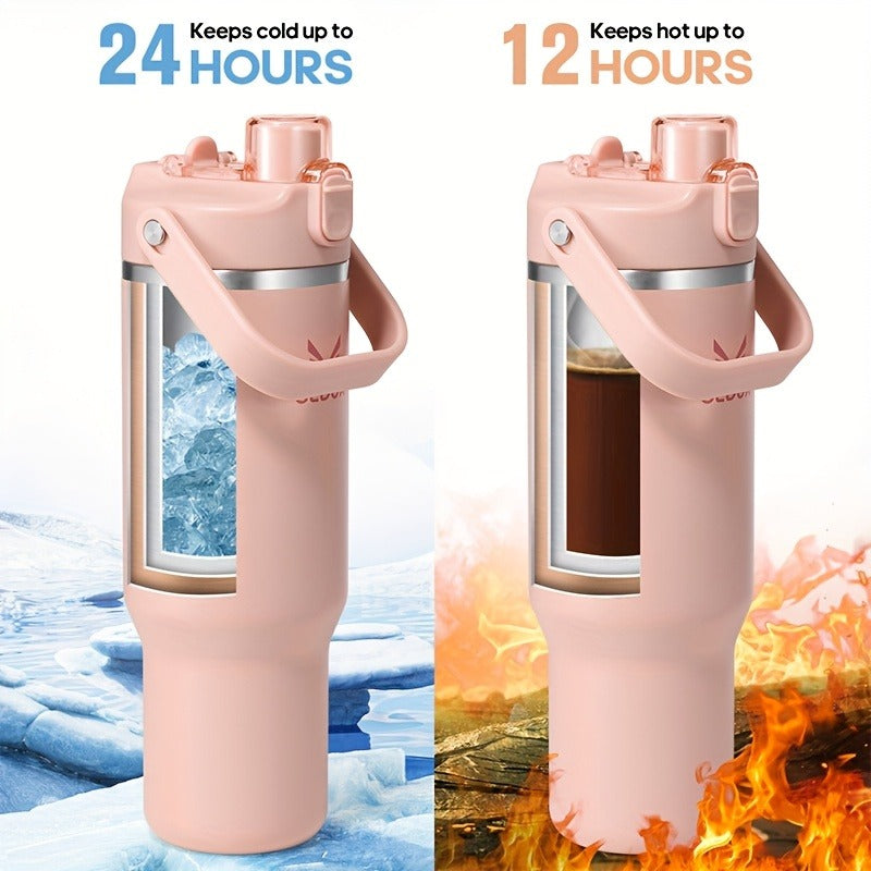 Insulated Water Bottle 32oz 40oz Stainless Steel Leak-Proof Sports Water Bottle with Handle Matte Finish Vacuum Thermos for Gym Hiking Camping Office Travel