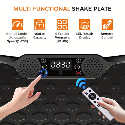 Vibration Plate Exercise Machine 2025 Upgraded – 400 lb Capacity, LED Touch Screen & Remote Control, 9 Preset Programs, Multiple Speed Levels, Whole Body Vibration Trainer for Home Gym Fitness, No Battery Required