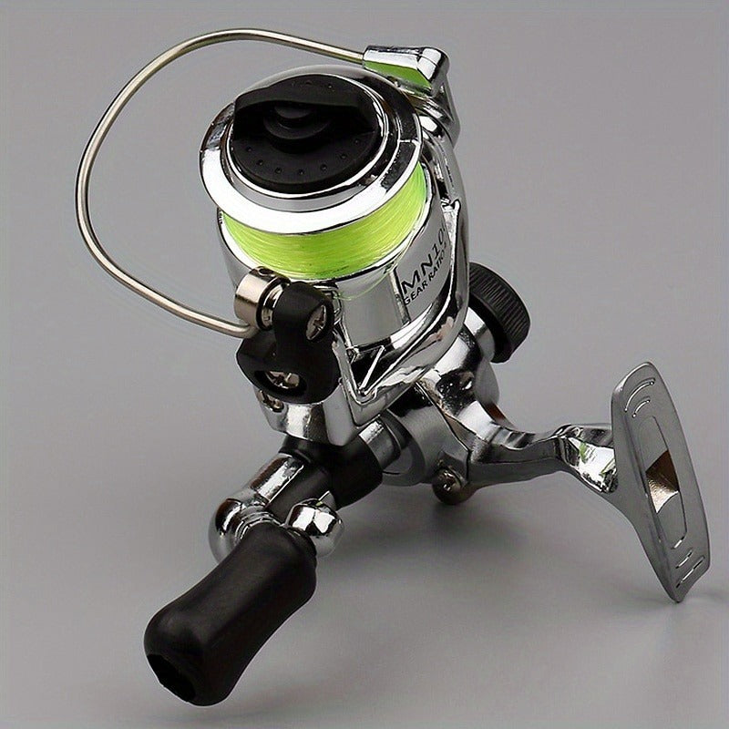 Mini 100 Spinning Fishing Reel – 4.3:1 High-Speed Gear Ratio, Aluminum Alloy Body, Interchangeable Rocker Arm, Ambidextrous, Includes 109 Yards of Line – Lightweight Reel for Freshwater & Saltwater Fishing