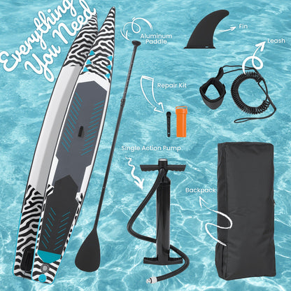 14ft Inflatable Racing Paddle Board SUP with Pump Adjustable Paddle & Backpack – 3D Non-Slip EVA Deck Ultra-Lightweight 23lbs Touring Stand Up Paddleboard for Youth Adults