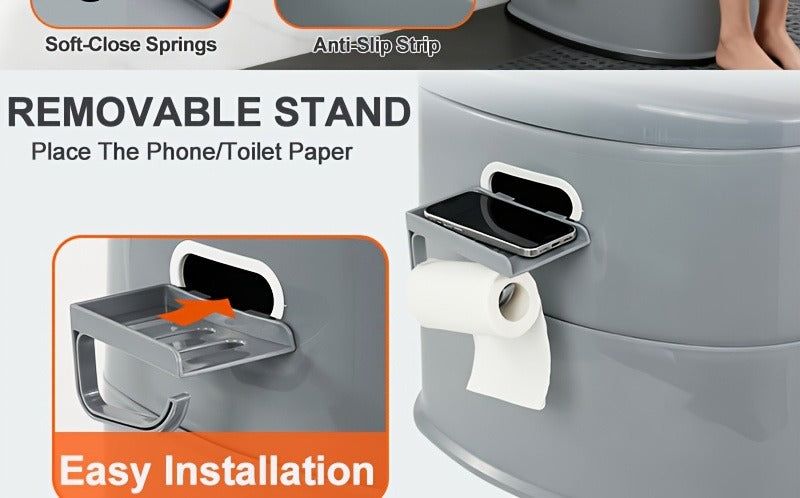 Extra Large Portable Toilet for Adults – Indoor Outdoor Commode with Detachable Inner Bucket & Removable Paper Holder, Lightweight Compact Design for Camping, Boating, Van Life & Emergency Use