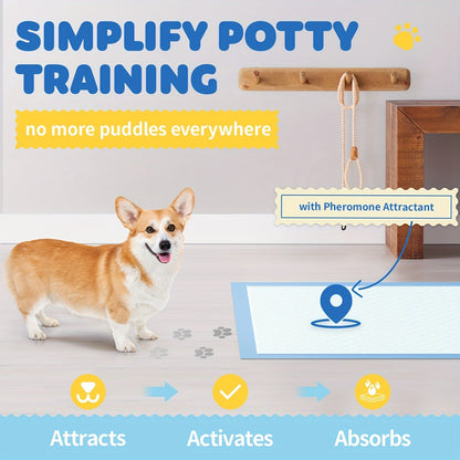 6-Layer Puppy Pads 100 Count - Super Absorbent Leak-Proof Odor Control Dog Pee Pads for Potty Training, Large & XL Size 34"x28" and 22"x22" for Dogs, Puppies & Cats