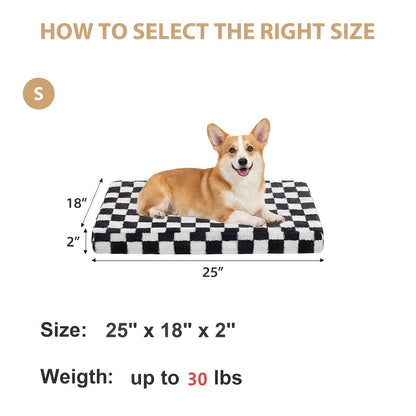 Orthopedic Dog Bed with Removable Washable Cover – Non-Slip Bottom, Black & White Plaid, Soft Memory Foam Dog Sofa Bed for Small Medium Large Dogs, S M L XL XXL Sizes