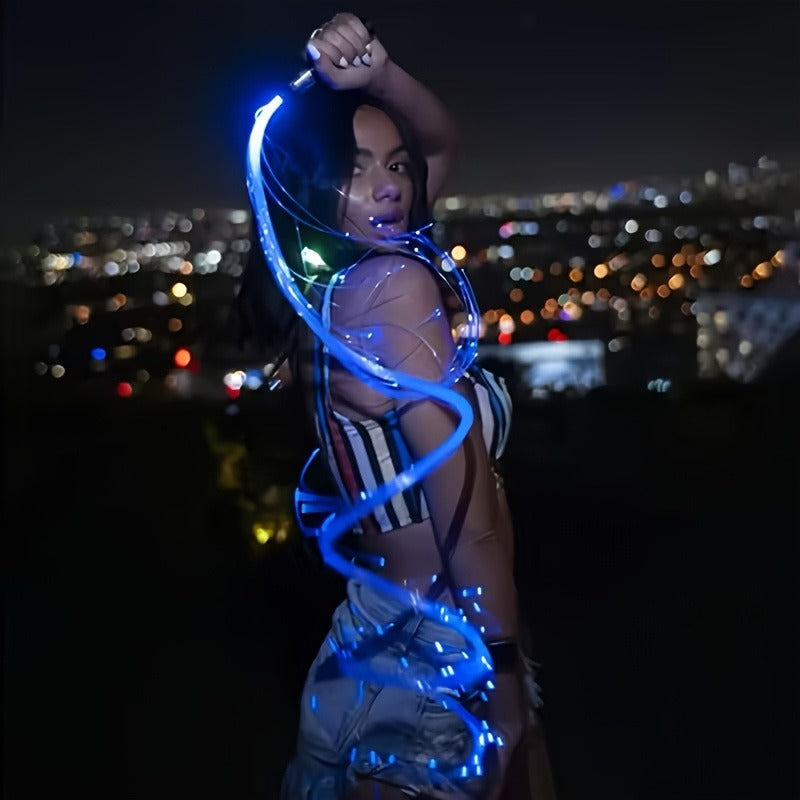 Rechargeable LED Fiber Optic Whip | 7-Color Glow Rave Dance Toy