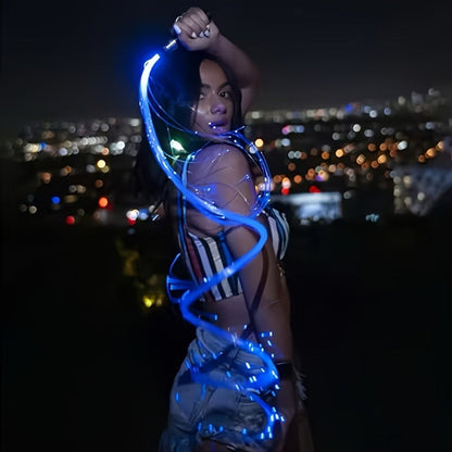 Rechargeable LED Fiber Optic Whip | 7-Color Glow Rave Dance Toy
