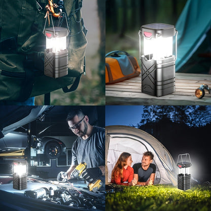 IPX5 Waterproof Camping Lantern 4 & 8 Pack – Rechargeable LED, 1200mAh Solar & USB, 3 Power Ways, Hurricane Flashlight Lantern for Emergency, Power Outage & Outdoor Camping