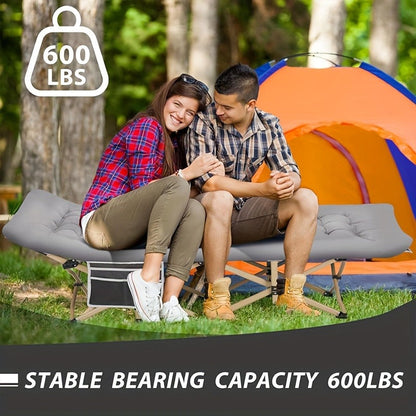 Folding Camping Bed Heavy Duty 450/500/600 lbs – 75 Inch Portable Foldable Guest Bed with Flip Mattress & Carry Bag, Outdoor Cot for Adults Travelers Garden Backyard