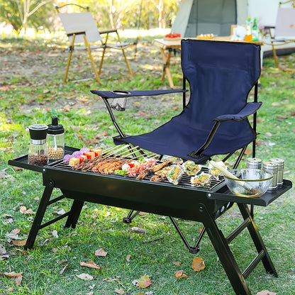 Foldable Camping Chairs Set of 2 Steel Frame Oxford Cloth with Cup Holder Solid Back Portable Folding Chair with Storage Bag for Camping BBQ Backyard Outdoor Indoor Picnic Beach Holiday Gift