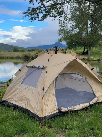 Pop Up Camping Tent Instant Setup – Automatic Windproof Lightweight Tent with Dual Doors & Mesh Windows, All-Season Waterproof Design for 1-3 & 3-4 Person, Ideal for Camping, Hiking & Travel