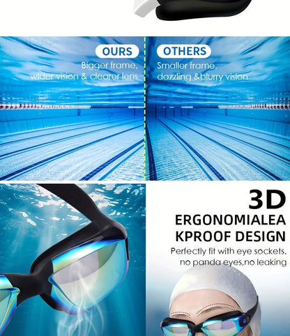 Anti-Fog Swim Goggles 2 Pack for Adults & Youth – Professional Mirrored Pool Goggles with UV Protection, No-Leak Wide View Lens, Adjustable Strap for Men Women Kids Swimmers