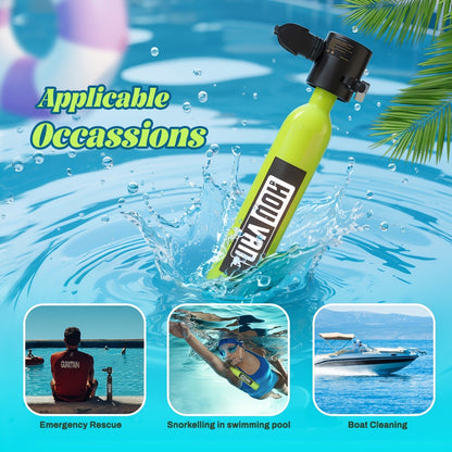 Aluminum Alloy Mini Diving Tank 0.5L – Portable Scuba Oxygen Cylinder with Regulator for Underwater Photography Snorkeling Recreation Leisure Diving Adults