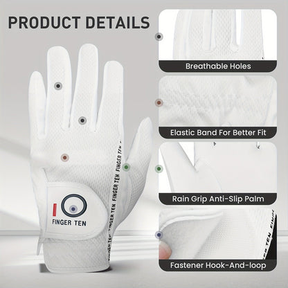 Wet Weather Golf Gloves Rain Grip 3-Pack for Men | Breathable Water-Resistant Golf Gloves for Left & Right Hand – Durable Comfortable Fit in Hot & Wet Conditions (Black, Gray, White | S–3XL)