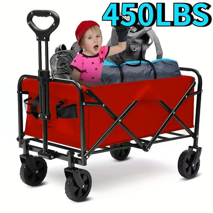 Heavy-Duty Folding Utility Cart 450LBS Iron Frame 800D Oxford No Assembly
