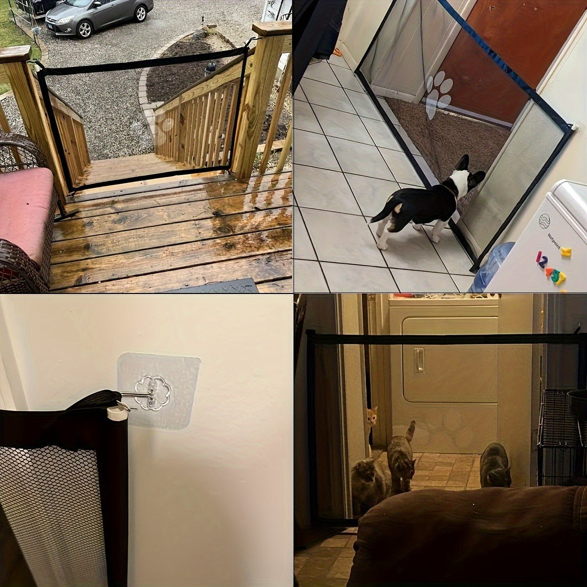 Pet Gate Folding Mesh Dog Safety Fence Isolation Net - Portable Collapsible Pet Barrier for Doorways Stairs Cars, Indoor Outdoor Dog Cat Protection Gate, Small Large Size Available