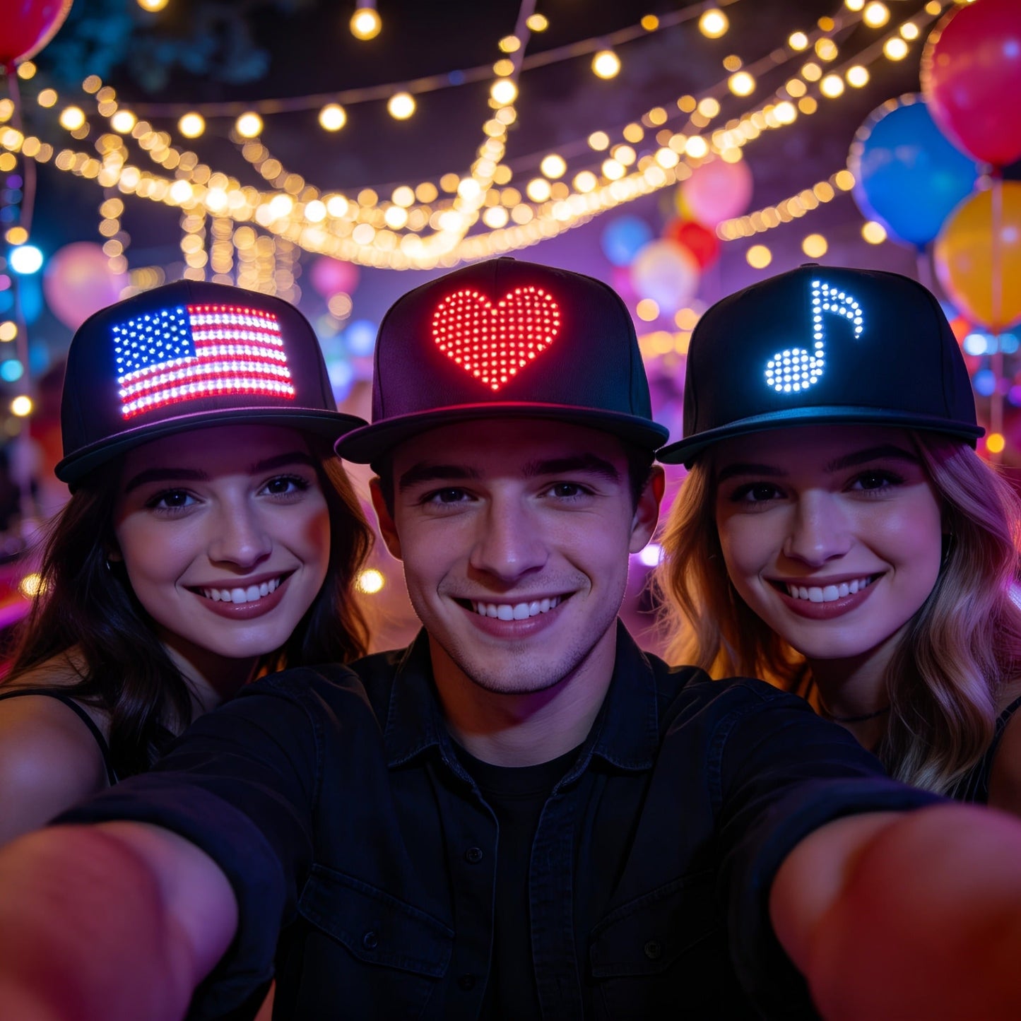 Programmable LED Hat with APP Control – Custom Text, Animation & Graffiti Display, USB Rechargeable, Adjustable Fit for Men & Women, Glowing Light-Up Cap for Party, Festival, Wedding & Carnival