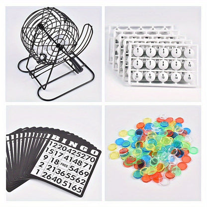Bingo Game Set Metal Cage Lottery Machine Vintage Desktop Bingo Caller Kit for Family Game Night Party Adults Kids Birthday Holiday Gathering
