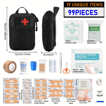 First Aid Kit 399pcs / 99pcs Professional Portable Survival Gear with Splints Scissors Tweezers for Hiking Camping Hunting Car Travel Emergency