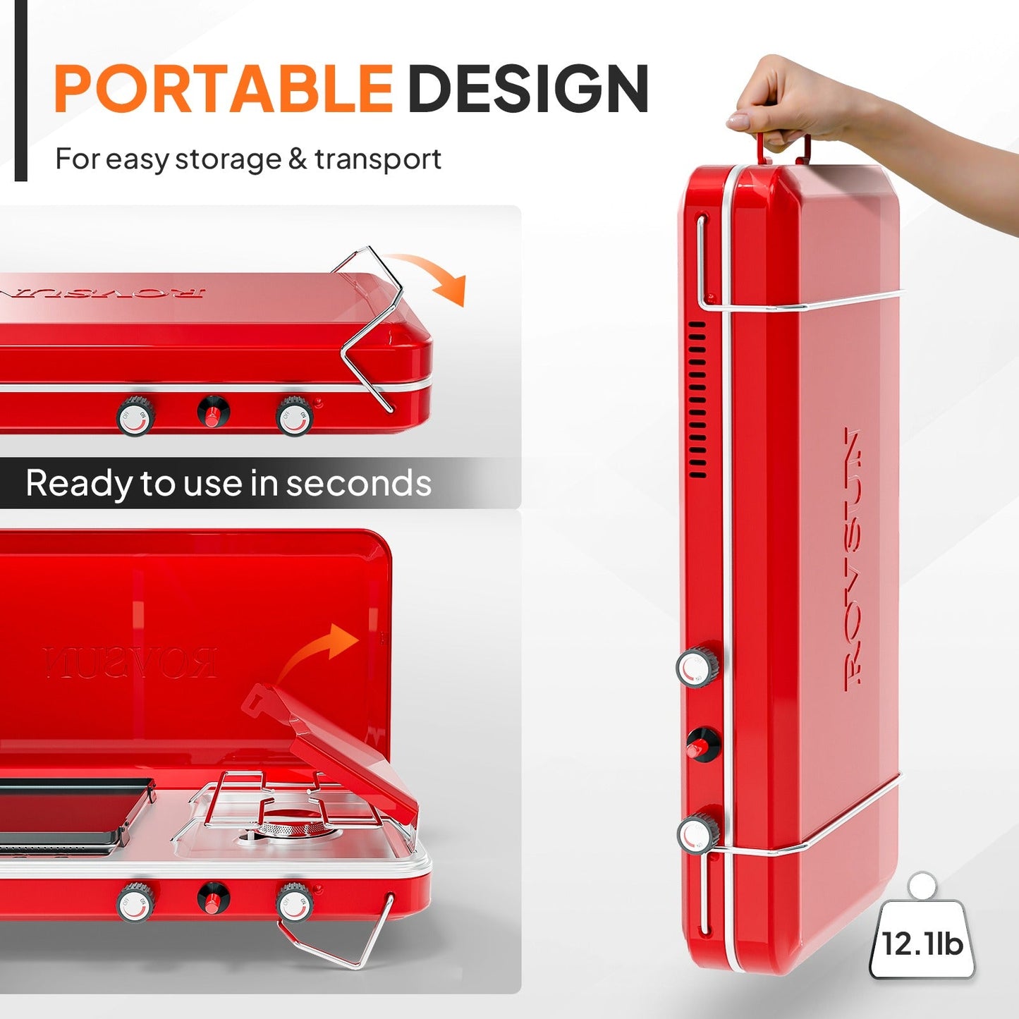 Camping Stove with Oven 2-in-1 – Portable Propane Double Burner 16,000 BTU & Outdoor Oven Combo with Auto-Ignition & Thermometer | Camping, Backyard & Picnic Cooking