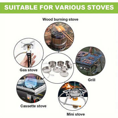 Stainless Steel Camping Cookware Set 8 Piece with Pots Pans Plates Cups and Handles - Lightweight Outdoor Cooking Kit for Camping Hiking Backpacking Open Fire Camp Kitchen Gear