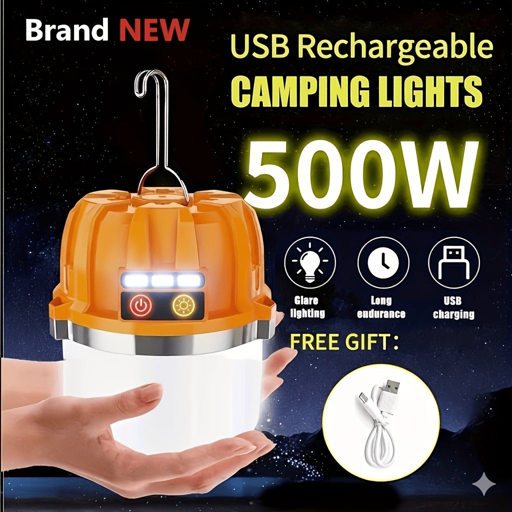 Rechargeable LED Camping Lantern with Power Bank USB Outdoor Hanging Tent Light Built-in Battery Emergency Lamp for Camping BBQ Hiking Patio Backpacking Portable Camp Light Orange