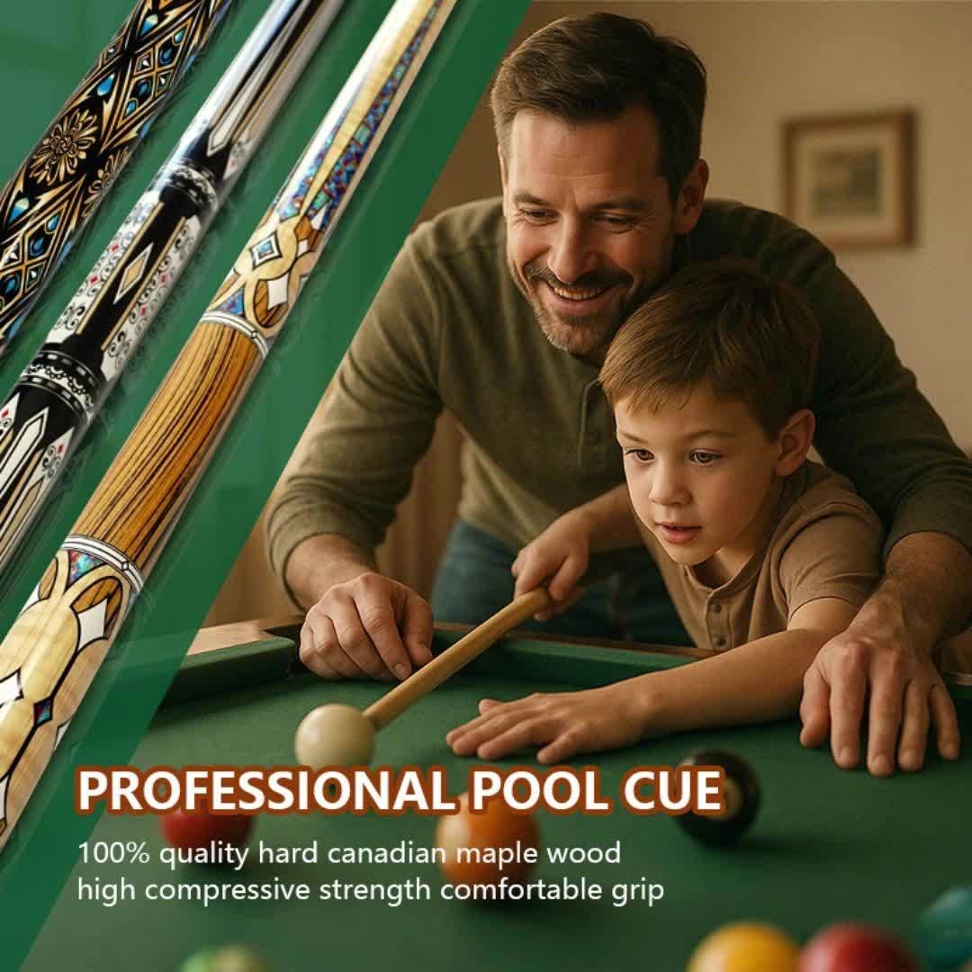Vintage Maple Pool Cue Stick 58 Inch 20oz – Classic Retro Design Billiard Cue with 3 Style Options – Perfect Gift for Dad, Men & Billiard Enthusiasts, Great for Home & Bar