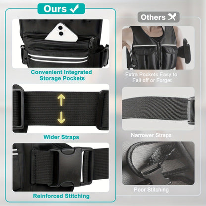 Weighted Vest for Running & Strength Training – Slim Fit Reflective Design with Phone Pouch, Snap-On Unisex Weight Training Vest for Gym, Core Strength & Bone Health, 8 / 12 / 16 lb Options