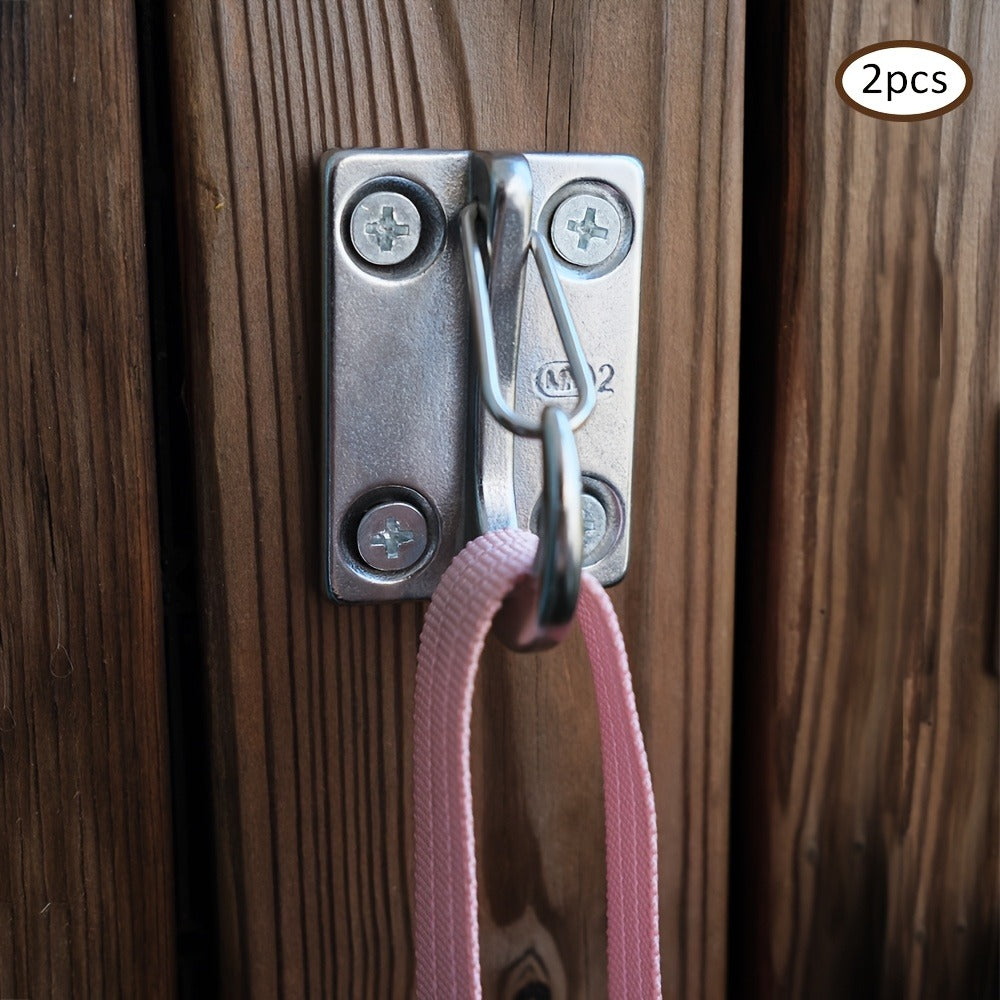 Heavy Duty Dog Tie Out Wall Hooks Set of 2 - Metal Wall-Mounted Leash Anchor with Dual Switchable Hooks, Scratch-Resistant for Walls & Floors, Sturdy Indoor & Outdoor Dog Leash Hook, Grey