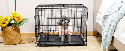 Dog Crate with Divider Panel & Double Door - Folding Metal Wire Dog Cage with Leak-Proof Tray, Indoor Outdoor Travel Pet Kennel for Small Medium Large Dogs, 5 Sizes