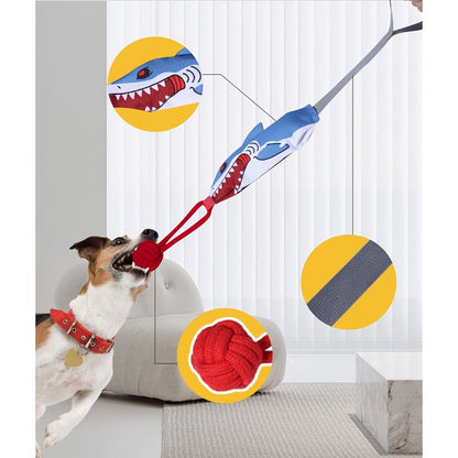 Dog Tug Rope Toy with Knotted Ball & Squeaker Interactive Tug-of-War Chew Toy for Medium Large Dogs - Training Rope Ball Toy in Corn Eagle Shark Camouflage Designs