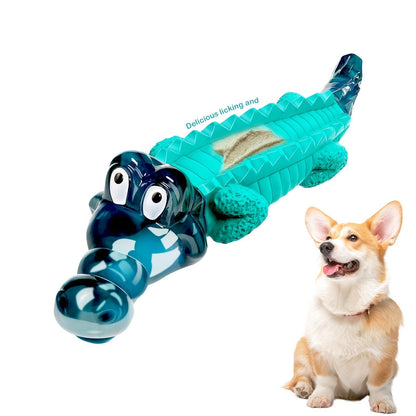 Indestructible Dog Chew Toy for Large & Medium Dogs - Tough Rubber Crocodile Chew Toy with Milk Flavor & Dental Ridges, Durable Dog Toys for Aggressive Chewers 20-100 lbs, Reduces Anxiety & Boredom