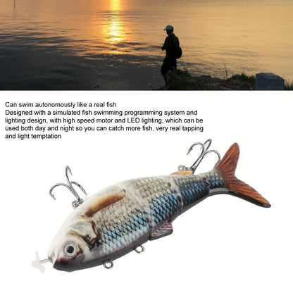 Electric Robotic Swimbait with USB Rechargeable LED Light – Multi-Jointed Wobbler Swimming Fishing Bait, Realistic Robot Fish Lure for Bass Pike Perch, Ice Fishing & Winter Fishing Gift for Men