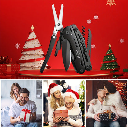 18-in-1 Stainless Steel Multitool Pocket Knife – Pliers, Scissors, Saw, Corkscrew & 9 Screwdrivers with Safety Lock & Nylon Sheath – EDC Multi-Tool for Camping, Hiking & Survival