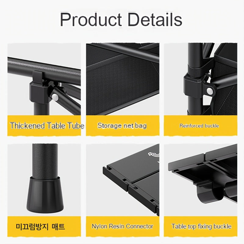 Foldable Roll-Up Camping Picnic Table with Carry Bag | Portable Outdoor Table for Camping Beach Backyard BBQ Parties Patios | Lightweight Compact Indoor Outdoor Table Black Large Plus Size