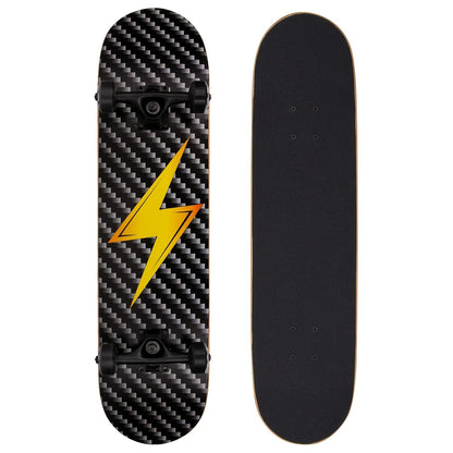 Graphic Skateboard 31 Inch 7-Ply Maple Deck ABEC-7 Bearings, Lightning Skull Monster