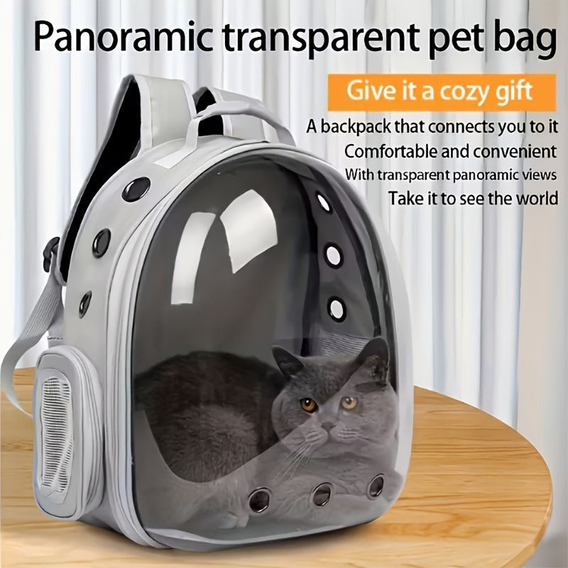 Space Capsule Pet Backpack Carrier for Cats & Small Dogs - Portable Double Shoulder Bag with Bubble Window, Breathable Lightweight Travel Backpack for Pets, Hands-Free Cat Carrier Bag, Black