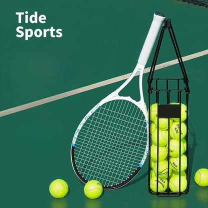 Tennis Ball Picker Up Tube - Stainless Steel Quick-Release Portable Ball Retriever for Tennis Pickleball Training, No-Bend Ball Collector Hopper for Court Home Backyard Practice, Holds 18-20 Balls