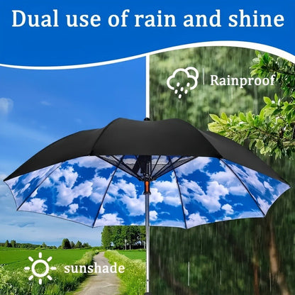 UV Protection Sun & Rain Umbrella with Black Vinyl Coating – 8-Rib Aluminum Frame Windproof Parasol for Outdoor Sun Protection, Sunny & Rainy Days, Includes Matching Water Bottle – Multiple Colors Available