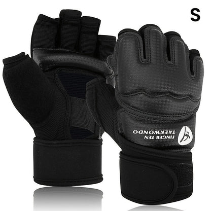 Taekwondo Sparring Gear Set Half Finger Gloves Hand & Foot Protectors with Wrist Wraps & Ankle Support for Boxing Kickboxing Men Women