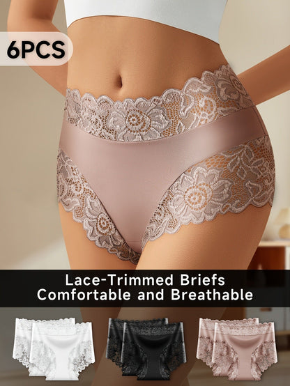 Women's 6-Pack High-Waist Briefs - Lace Daily Comfort Mixed colors