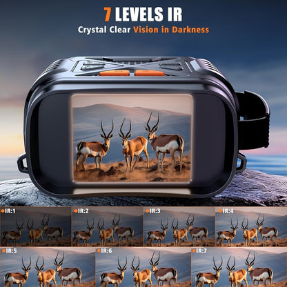 Night Vision Binoculars for Adults 4K Digital - 1080P HD Infrared Night Vision Goggles with 2.8" Screen, 10x Zoom, 7-Level 850nm IR Illuminator, 2000mAh Rechargeable Battery for Hunting Camping Boating Wildlife Observation, Gift for Men