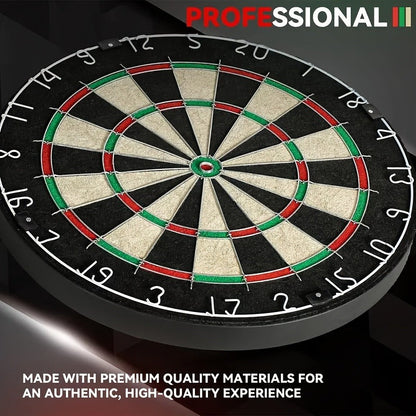 18 Inch Professional Sisal Bristle Dartboard Set | Regulation Size Steel Tip Dartboard with 6 Steel Darts | High-Density Double-Sided Board for Training Competition Game Night Christmas Gift