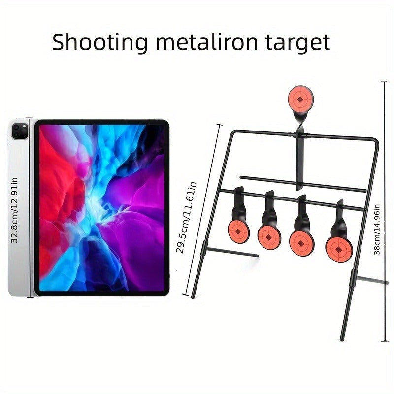 Shooting Target Stand with 4 Rotating Targets - Metal Frame Practice Target for Indoor & Outdoor Training, Airsoft BB Gun Pellet Pistol Archery Slingshot Shooting Range Accessories, Size 22-38
