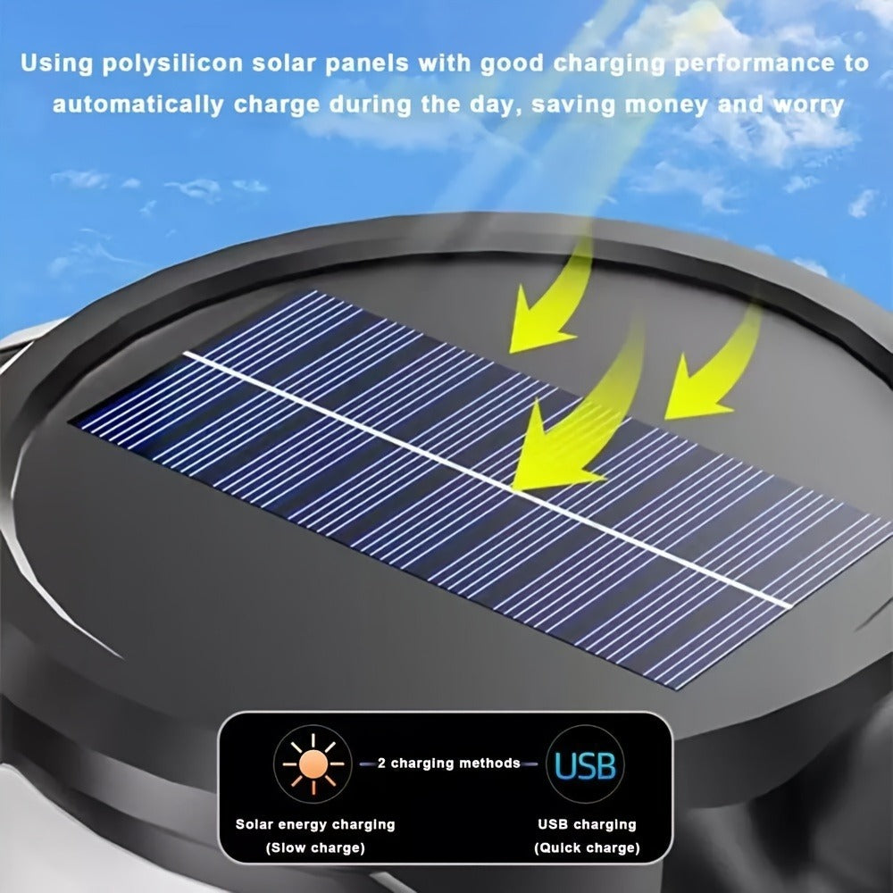 Solar Rechargeable Flashlight Super Bright LED Searchlight USB Charging ABS Spotlight for Camping Hiking Search Emergency Outdoor