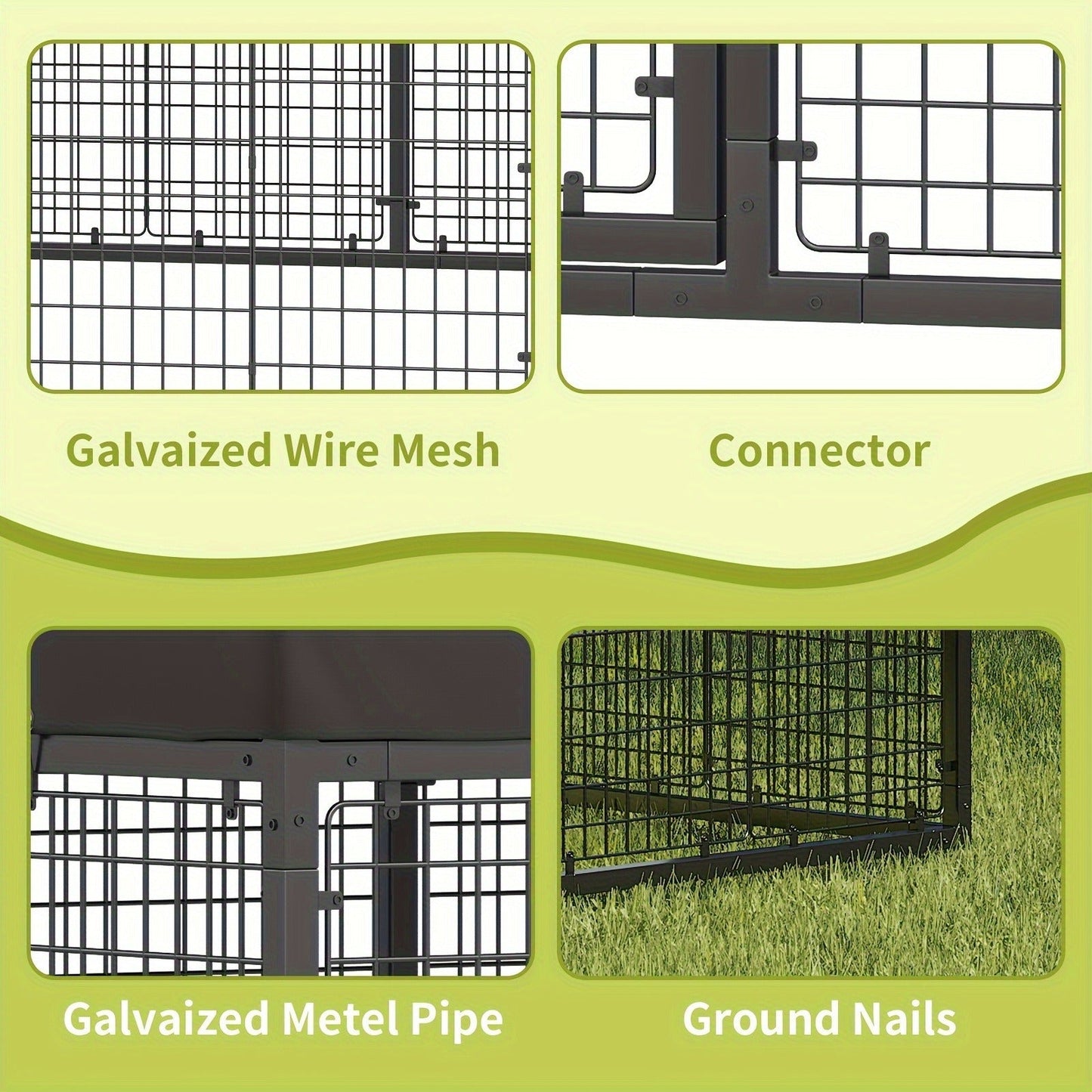 Outdoor Dog Kennel Heavy Duty Galvanized Steel with Roof Double Safety Locks Rust-Resistant Large Dog Cage Fence Run for Big Dogs Multiple Sizes 1.2M to 9M