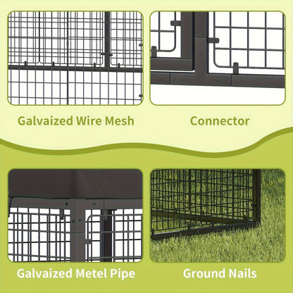Outdoor Dog Kennel Heavy Duty Galvanized Steel with Roof Double Safety Locks Rust-Resistant Large Dog Cage Fence Run for Big Dogs Multiple Sizes 1.2M to 9M