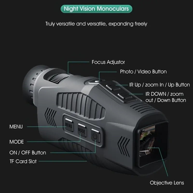 Infrared Night Vision Monocular – HD 1080P / 4K Ultra HD | USB Rechargeable Digital Night Vision Scope | 8x28mm Telescope Camera for Hunting Camping Wildlife Observation Night Photography