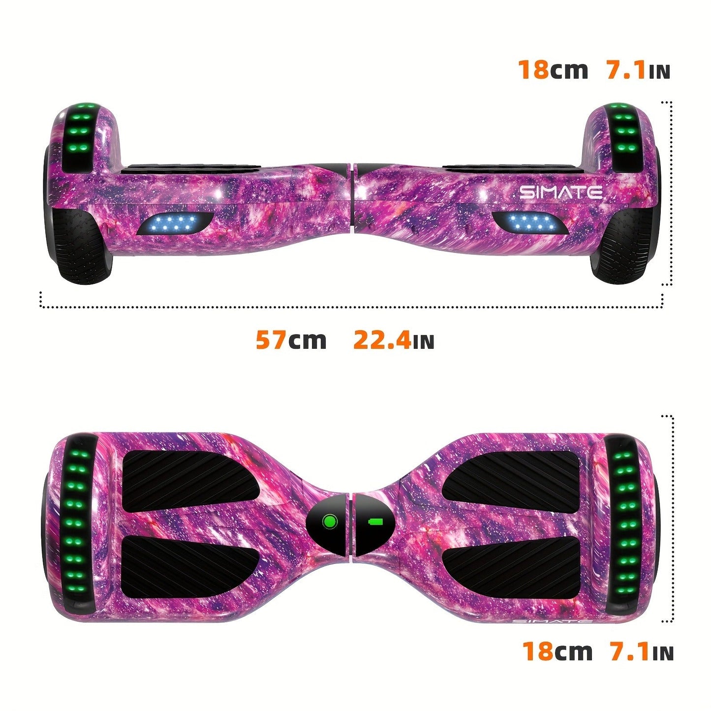 Self Balancing Hoverboard 6.5" LED Light Up Wheels 300W Motor 7.5MPH for Kids Teens Adults Multiple Colors